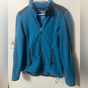 LL Bean Jacket Womens Small Blue Fleece Polartec  Full Zip Pockets Teal